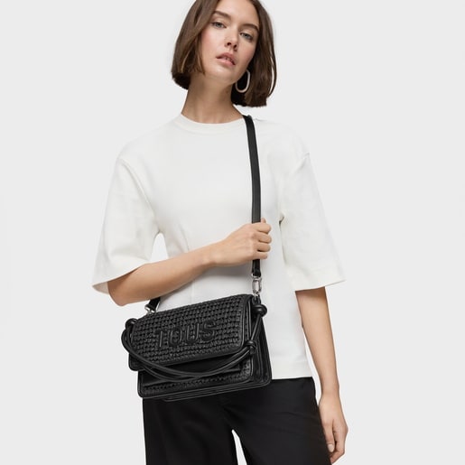 Tous Sac à Bandoulière Noir Moyen Audree Rafia