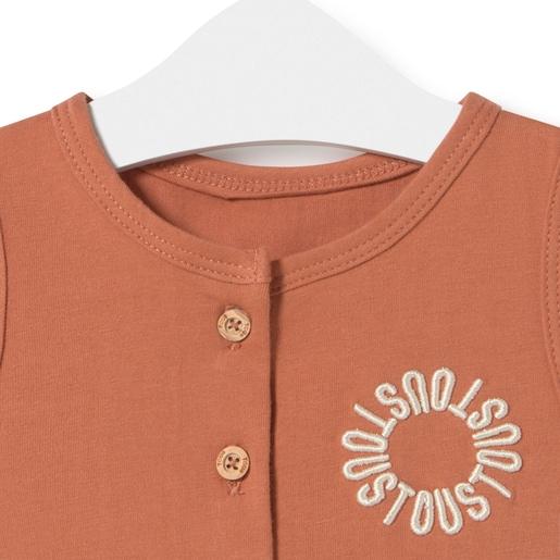 Tous Short Baby Playsuit In Classic Brick Red