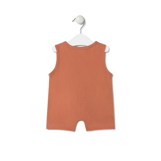Tous Short baby playsuit in Classic brick red