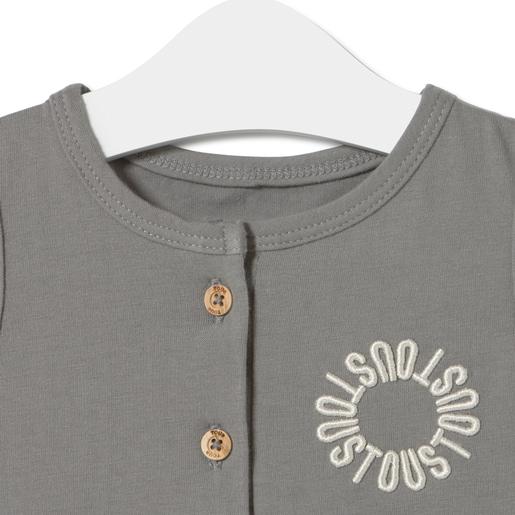 Tous Short Baby Playsuit In Classic Grey