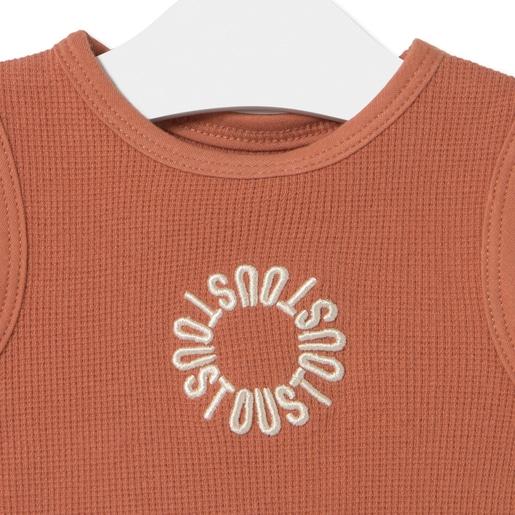 Tous Sleeveless Baby T-shirt In Classic Brick Red