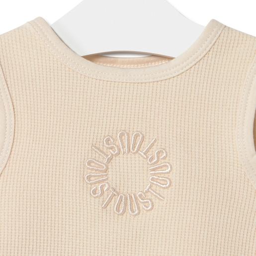 Tous Sleeveless Baby T-shirt In Classic Ecru