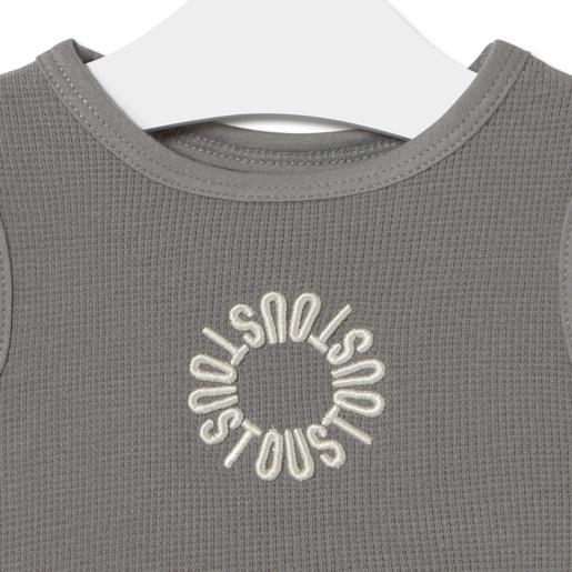 Tous Sleeveless Baby T-shirt In Classic Grey