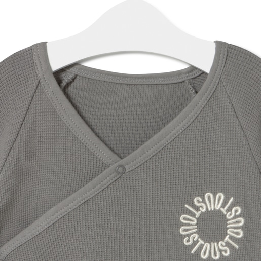 Tous Wrap-over Baby Playsuit In Classic Grey