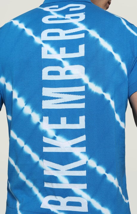 Bikkembergs Azure Polo Shirt In Tie-dye Knit