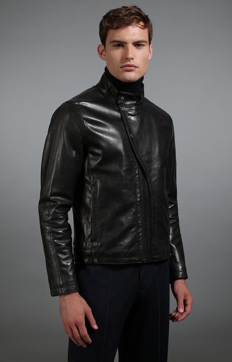 Bikkembergs Black Men's Black Leather Jacket