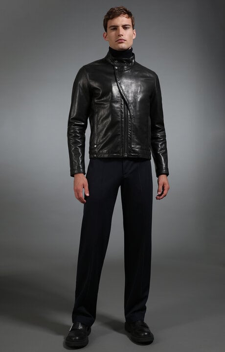 Bikkembergs Black Men's Black Leather Jacket