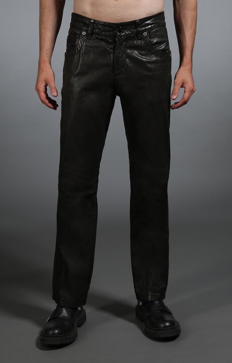Bikkembergs Black Men's Black Leather Jeans