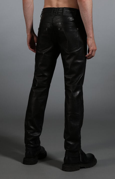 Bikkembergs Black Men's Black Leather Jeans