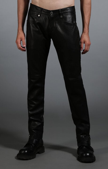 Bikkembergs Black Men's Black Leather Jeans