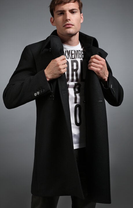Bikkembergs Black Men's Black Wool Coat