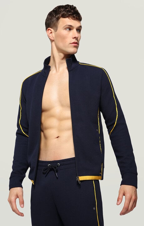 bikkembergs Blue Jacket with contrast logo piping