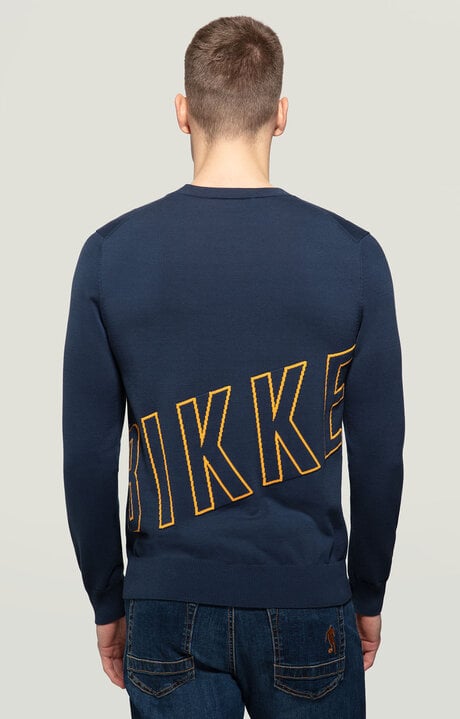 Bikkembergs Blue Men's Knitwear With Outline Logo