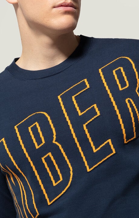 Bikkembergs Blue Men's Knitwear With Outline Logo