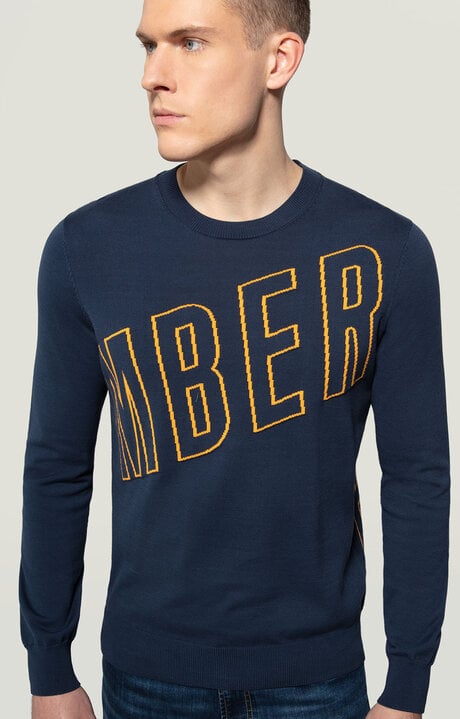 bikkembergs Blue Men's knitwear with outline logo