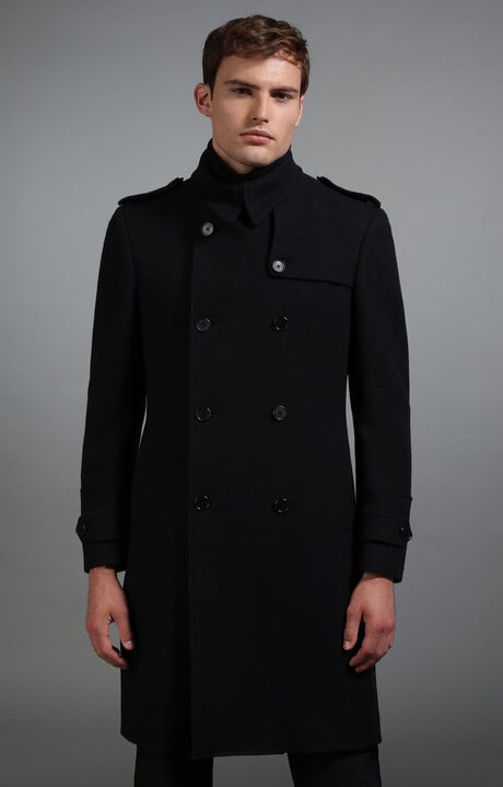 Bikkembergs Blue Men's Navy Double Breasted Coat