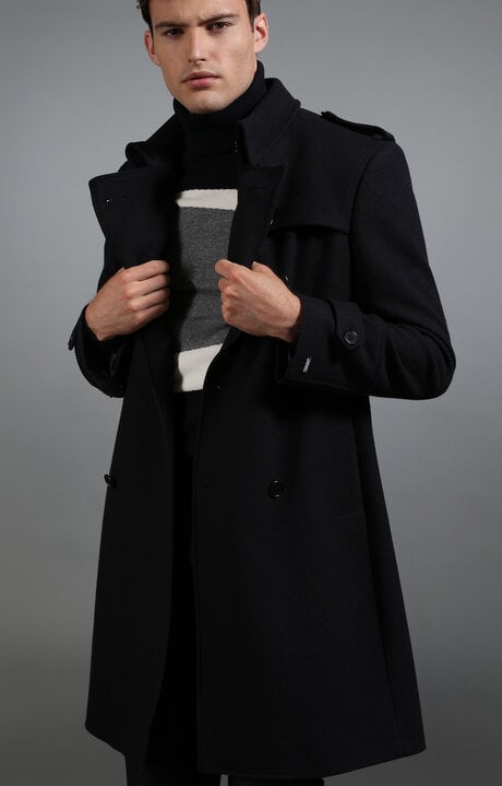 Bikkembergs Blue Men's Navy Double Breasted Coat