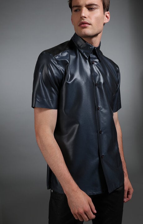 bikkembergs Blue Men's navy short sleeved shirt