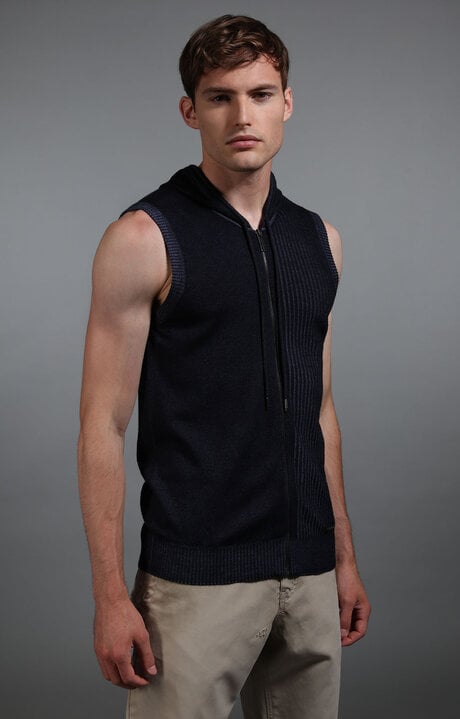 Bikkembergs Blue Men's Sleeveless Knitted Gilet