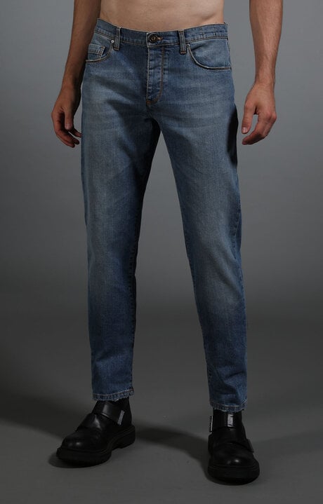 Bikkembergs Blue Men's Washed Denim Jeans