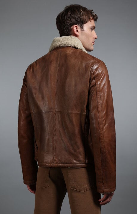 Bikkembergs Brown Men's Leather Zip Front Jacket