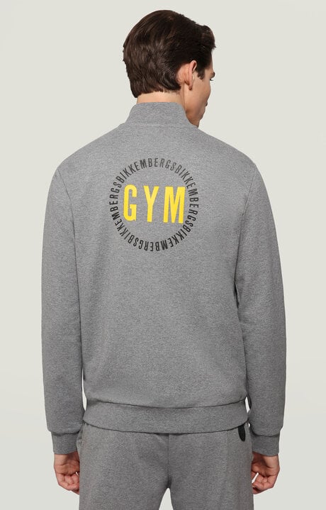 Bikkembergs Grey Fleece Jacket With Print On Back