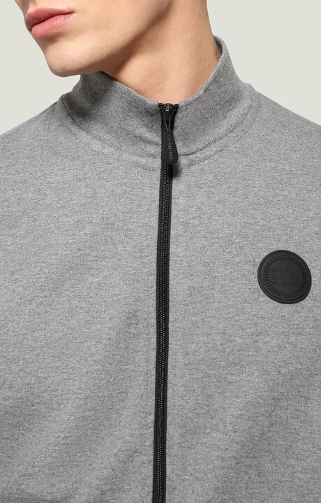 Bikkembergs Grey Fleece Jacket With Print On Back