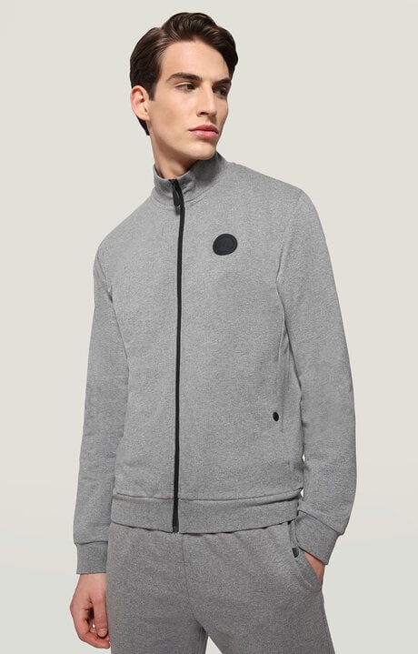 bikkembergs Grey Fleece jacket with print on back
