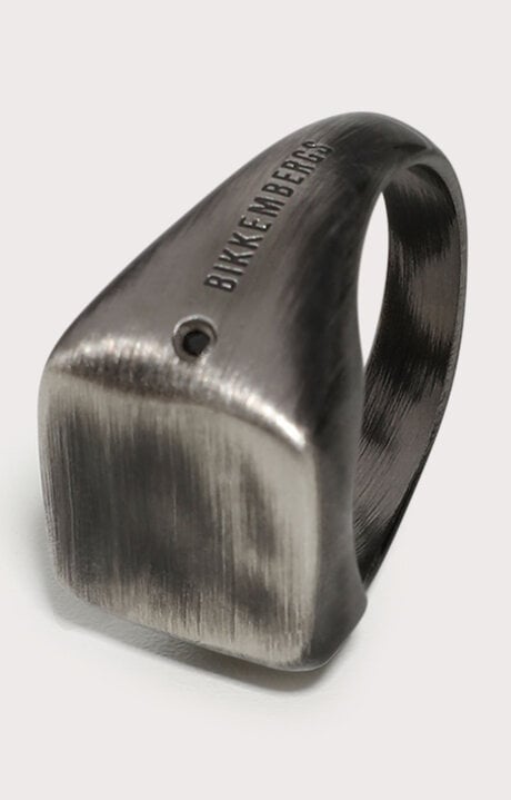 Bikkembergs Grey Men's Chevalier Ring With Diamond