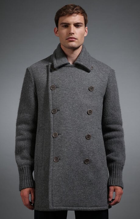 Bikkembergs Grey Men's Grey Double Breasted Coat