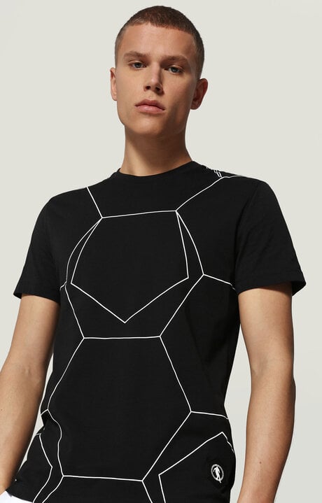 bikkembergs Men's Black T-shirt with hexagon print