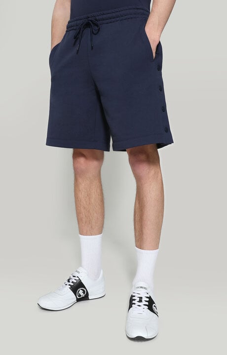 bikkembergs Men's Blue fleece shorts with 3D logo