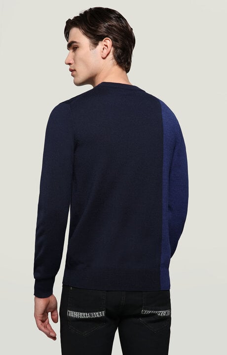 Bikkembergs Men's Blue Pullover With Jacquard Tape