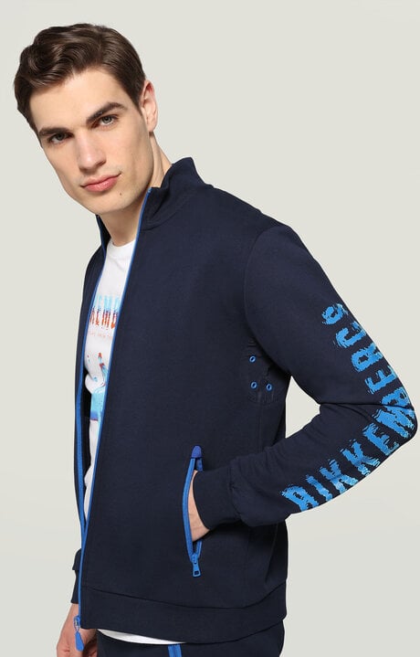 Bikkembergs Men's Blue Sweatshirt With Liquid Logo