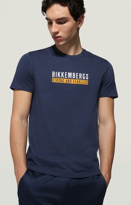 Bikkembergs Men's Blue T-shirt Front/back Print