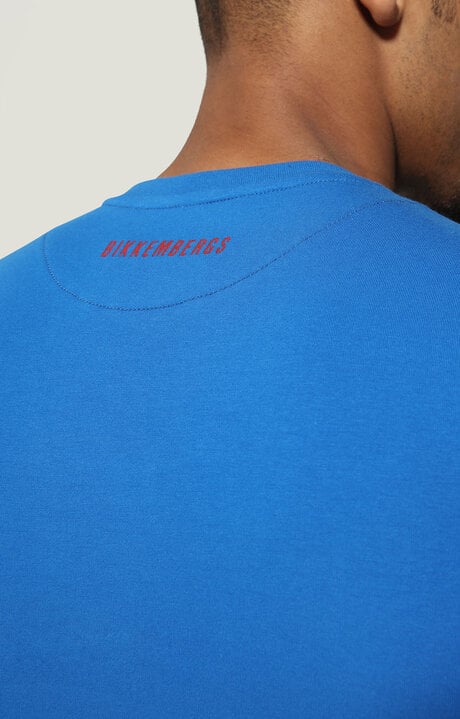 Bikkembergs Men's Blue T-shirt With Contrast Print