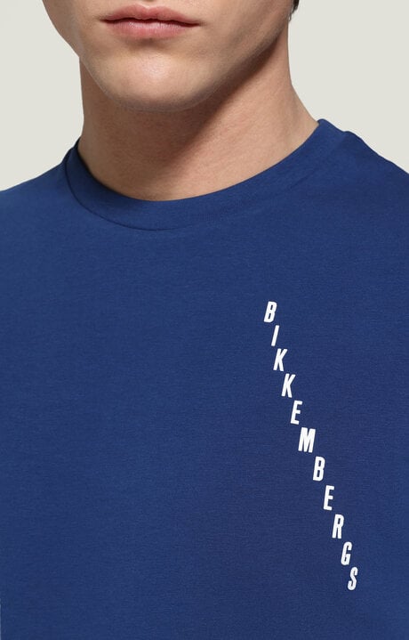 Bikkembergs Men's Blue T-shirt With Print On Back