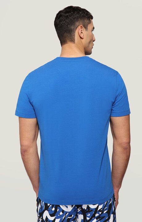 Bikkembergs Men's Blue T-shirt With Rubber Print
