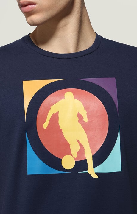 Bikkembergs Men's Blue T-shirt With Soccer Print