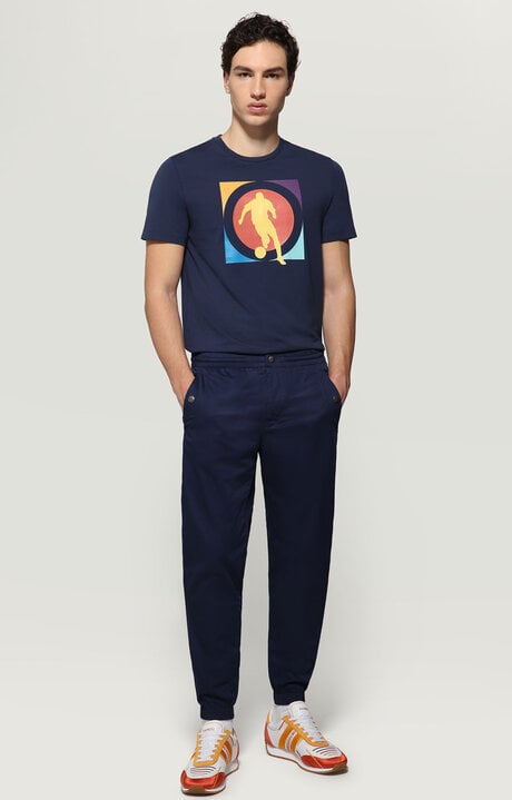 Bikkembergs Men's Blue T-shirt With Soccer Print