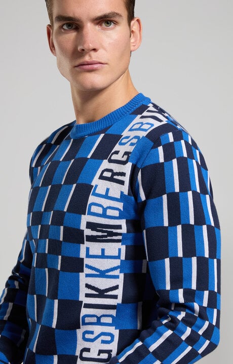 bikkembergs Men's checkerboard pullover