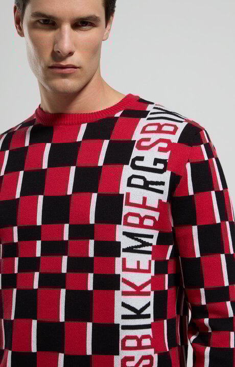 bikkembergs Men's checkerboard pullover