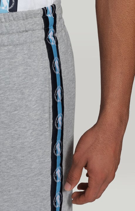 Bikkembergs Men's Grey Fleece Shorts With Tape