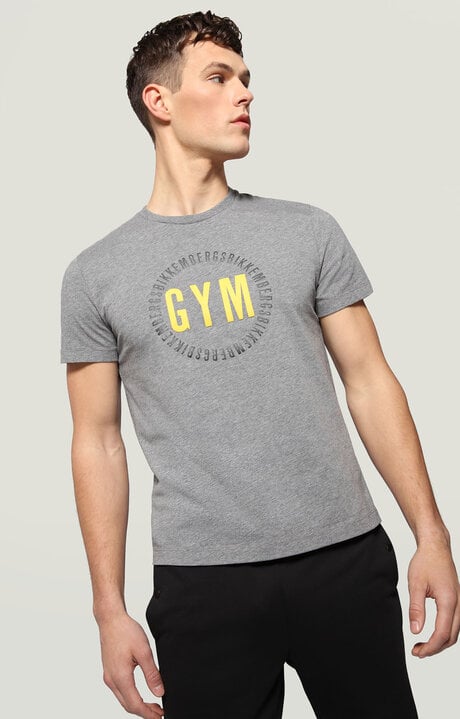 bikkembergs Men's Grey T-shirt with GYM print