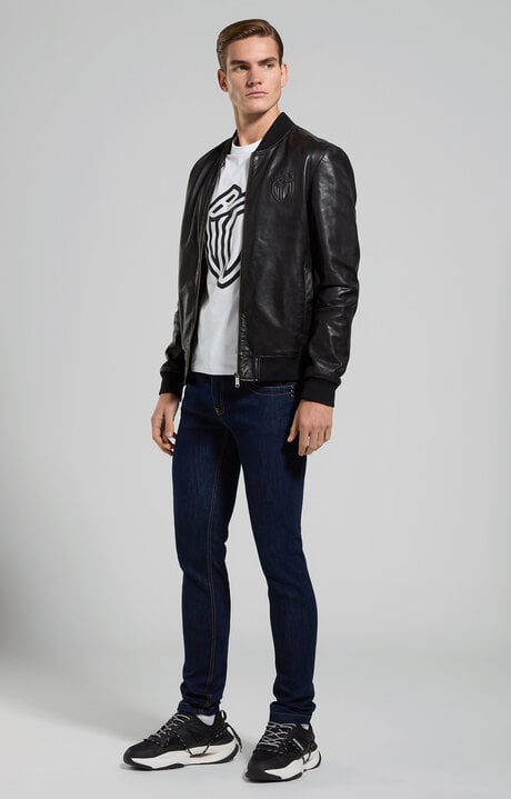 Bikkembergs Men's Leather Bomber Jacket