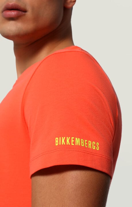 Bikkembergs Men's Orange T-shirt With Dive Print