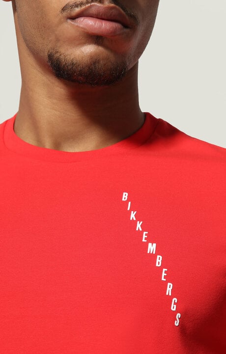 Bikkembergs Men's Red T-shirt With Print On Back
