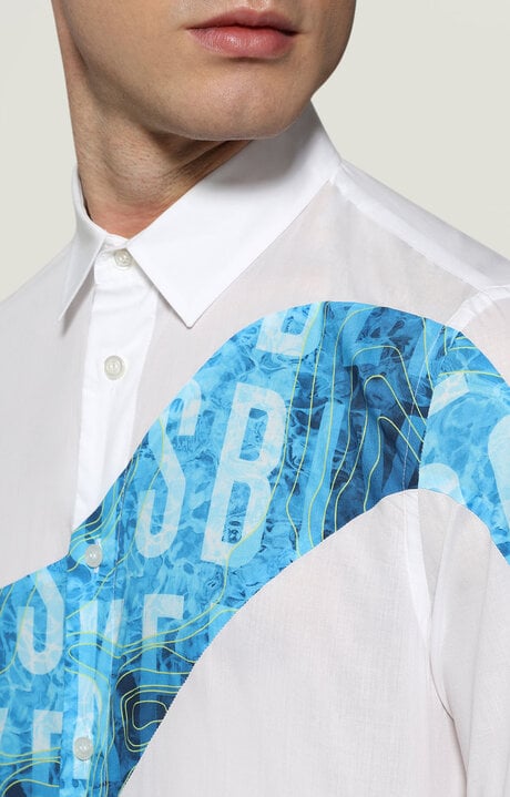 Bikkembergs Men's White Shirt Slim Fit With Print