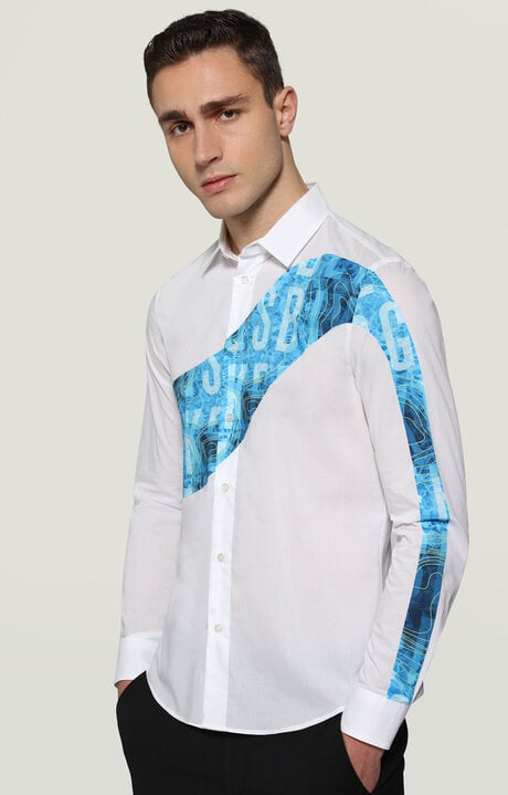 bikkembergs Men's White shirt slim fit with print