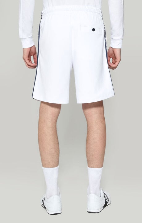 Bikkembergs Men's White Shorts In Interlock Fleece